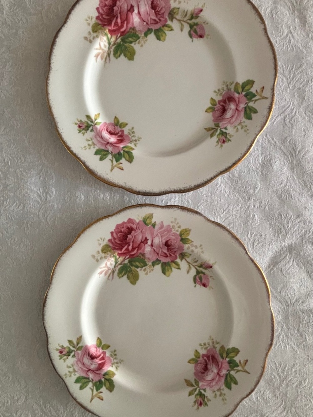 Two Royal Albert American Beauty Luncheon Plates